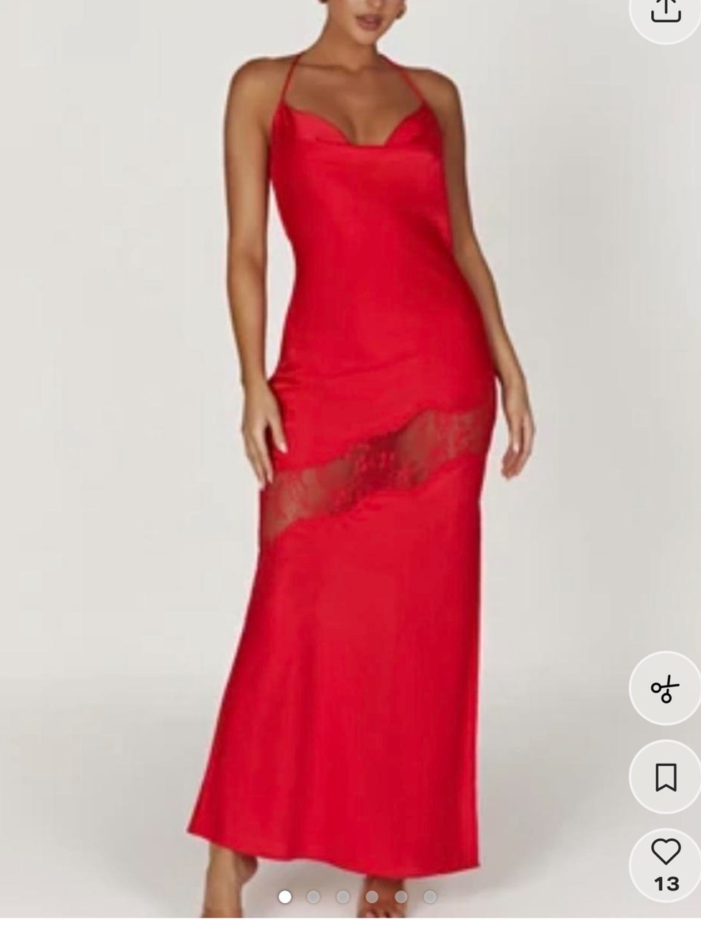 Meshki Chandra Red Lace Detail Maxi Dress Size M NWT